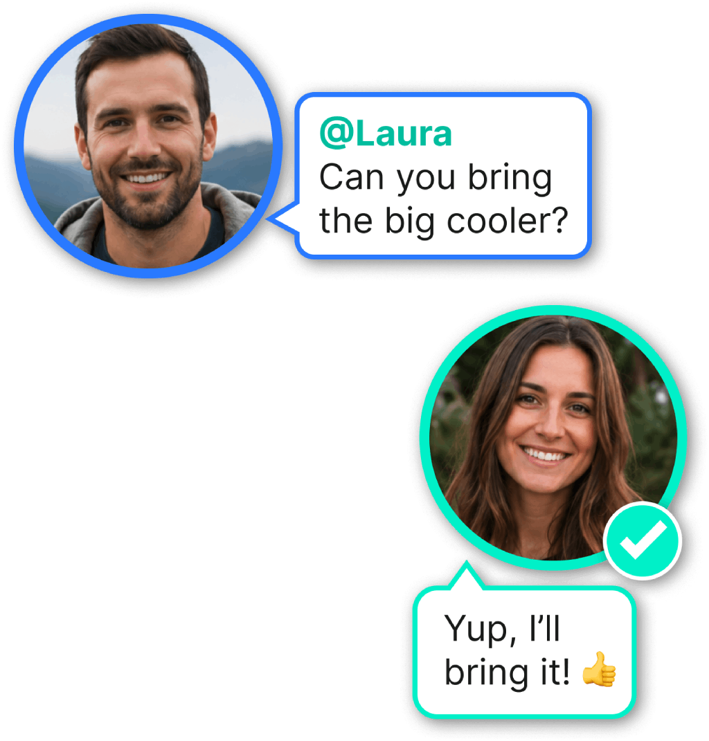A conversation about who can bring the cooler
