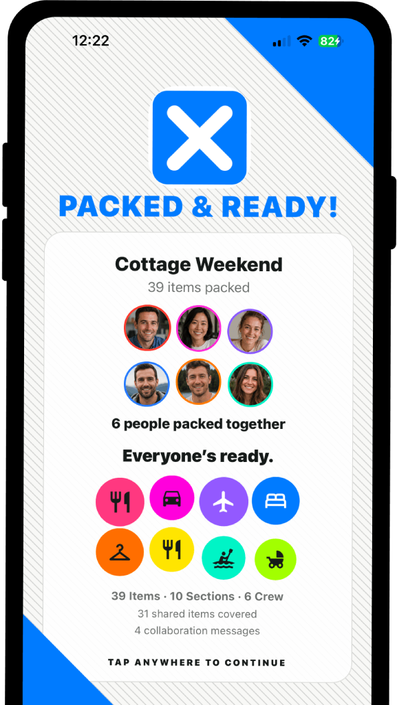 Packplexity celebrating a completed packing list