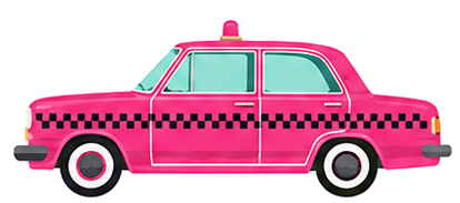 A pink taxi